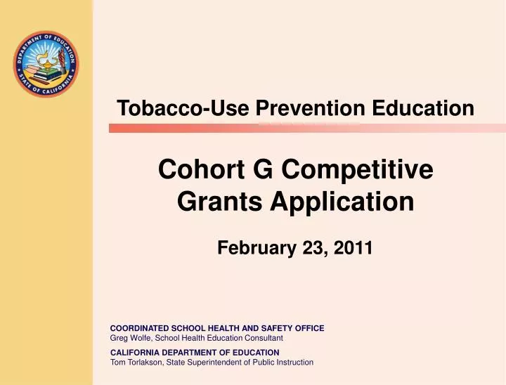 tobacco use prevention education cohort g competitive grants application february 23 2011