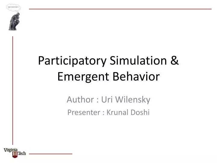 participatory simulation emergent b ehavior