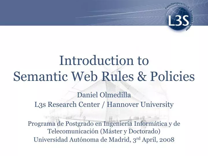 introduction to semantic web rules policies