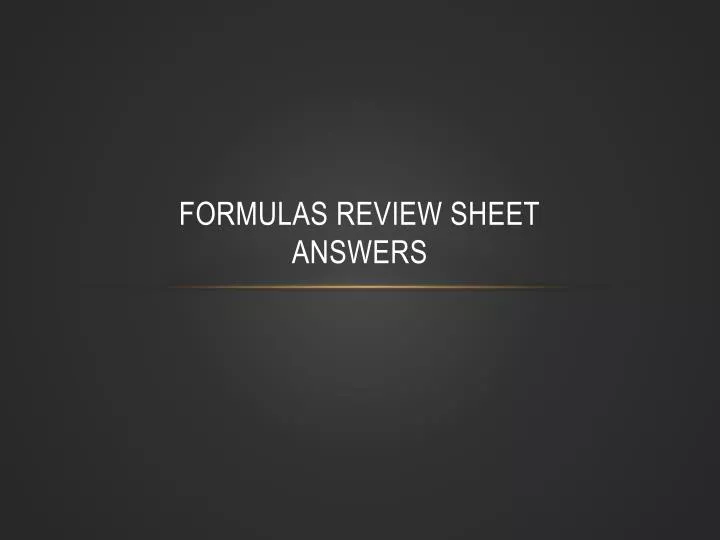 formulas review sheet answers