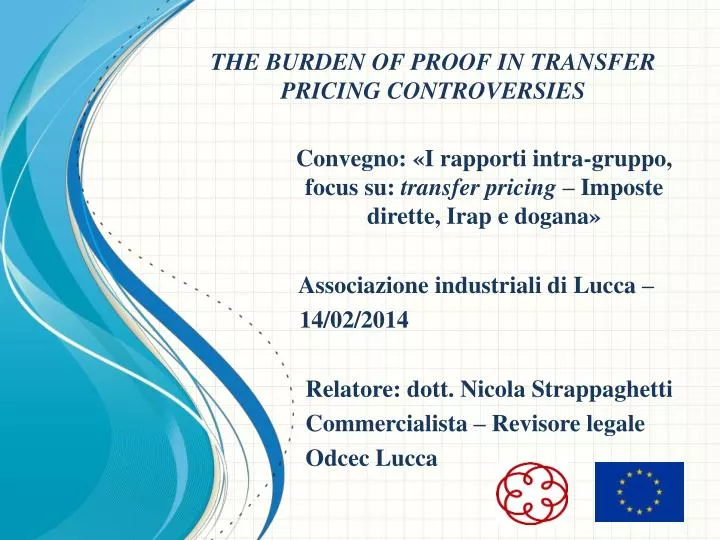 the burden of proof in transfer pricing controversies