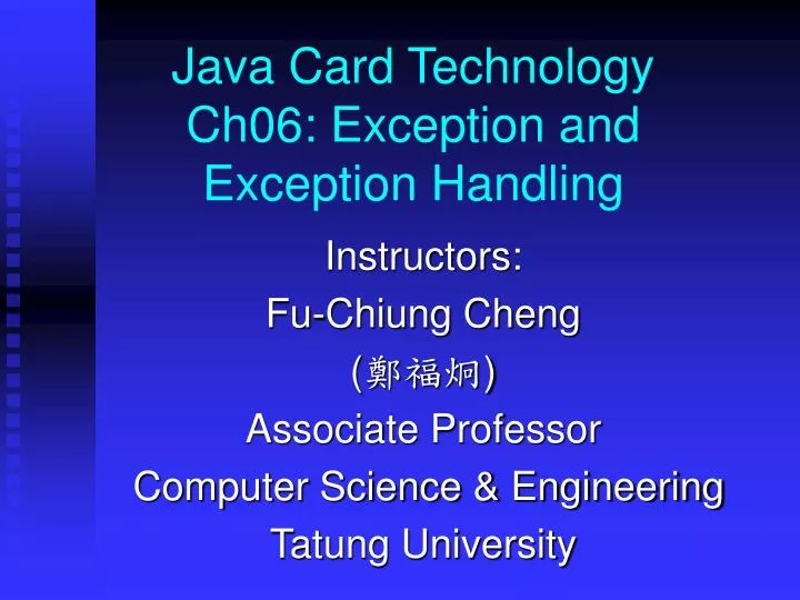 java card technology ch06 exception and exception handling