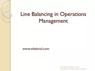Line Balancing in Operations Management
