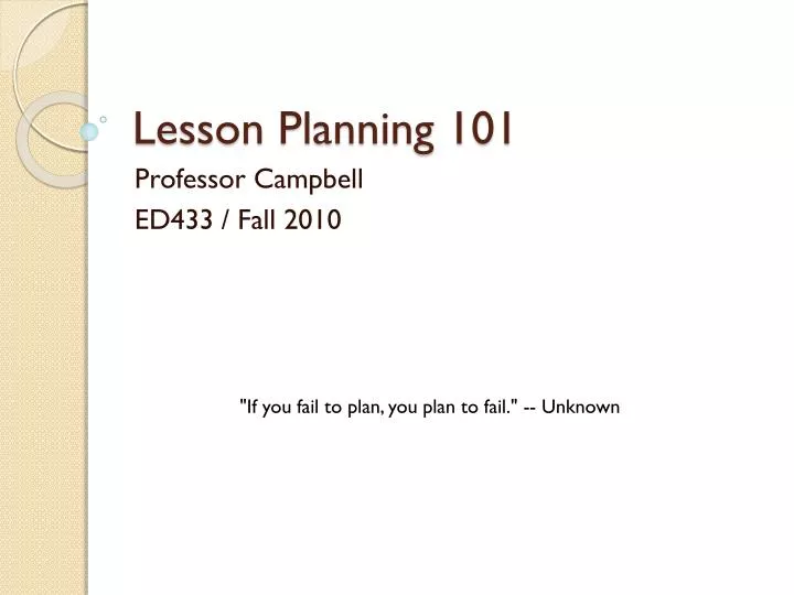 lesson planning 101