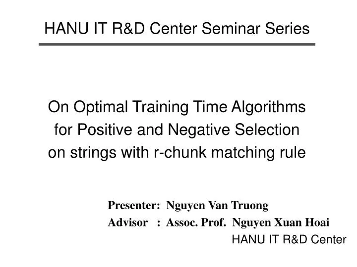 hanu it r d center seminar series