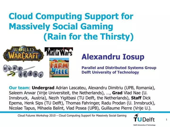 cloud computing support for massively social gaming rain for the thirsty