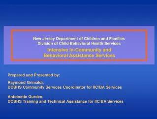 New Jersey Department of Children and Families Division of Child Behavioral Health Services