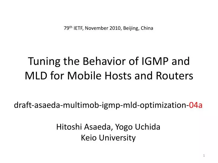 tuning the behavior of igmp and mld for mobile hosts and routers