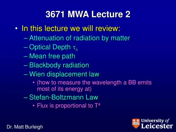 3671 mwa lecture 2