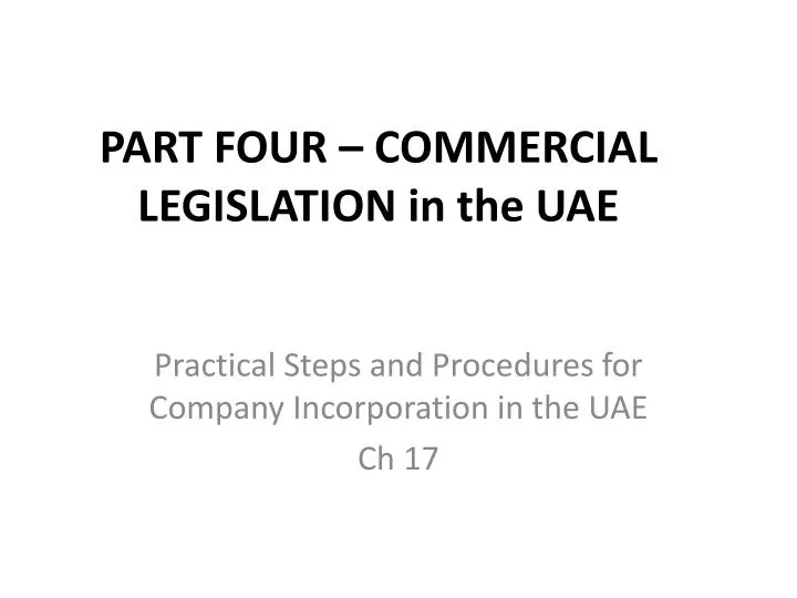 part four commercial legislation in the uae