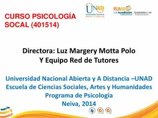 CURSO PSICOLOGÍA SOCAL (401514)