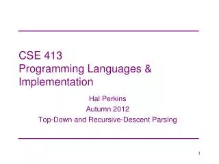 cse 413 programming languages implementation