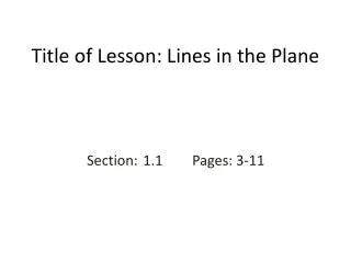 Title of Lesson: Lines in the Plane