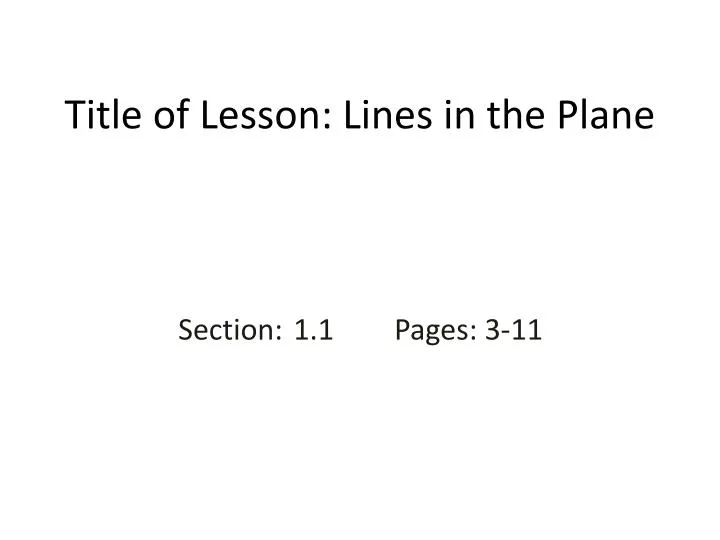 title of lesson lines in the plane
