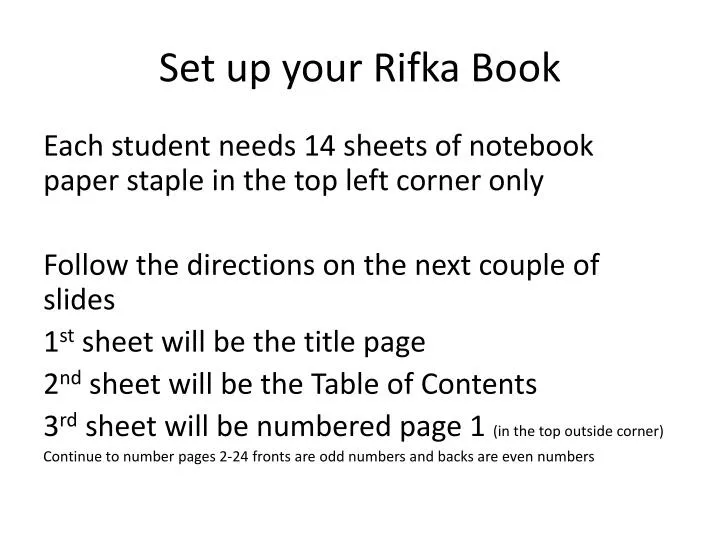 set up your rifka book