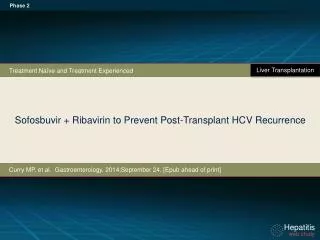 Sofosbuvir + Ribavirin to Prevent Post-Transplant HCV Recurrence