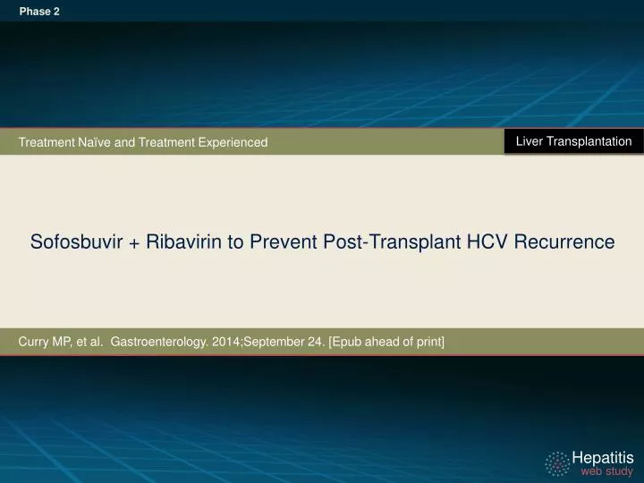 sofosbuvir ribavirin to prevent post transplant hcv recurrence
