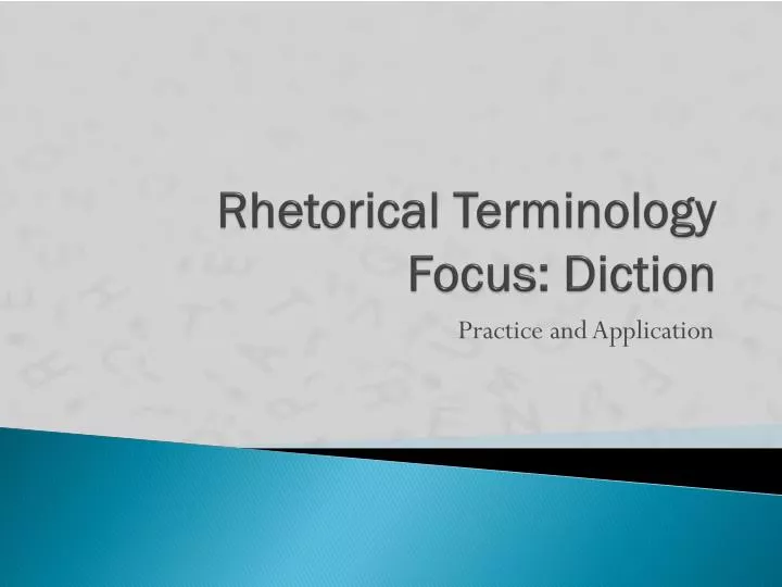 rhetorical terminology focus diction