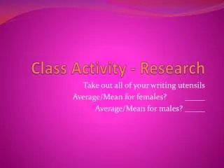 Class Activity - Research