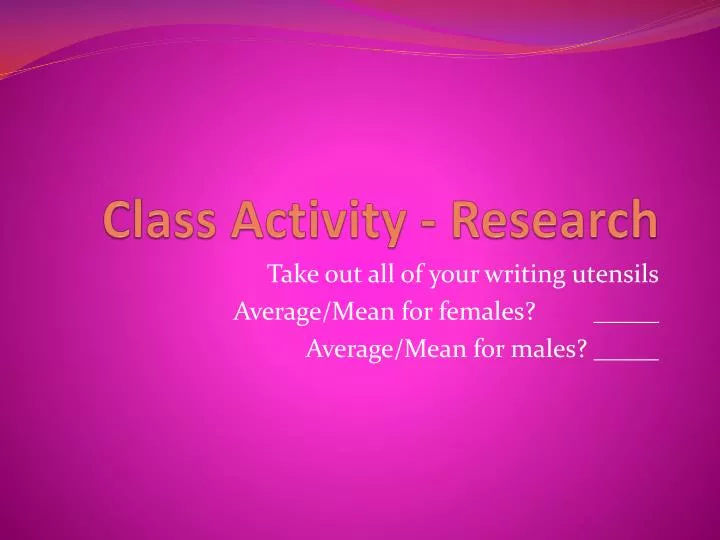 class activity research
