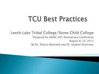 TCU Best Practices