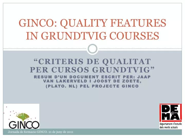 ginco quality features in grundtvig courses