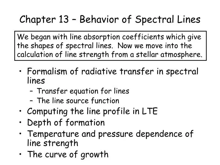 chapter 13 behavior of spectral lines