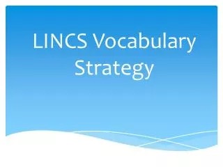 LINCS Vocabulary Strategy