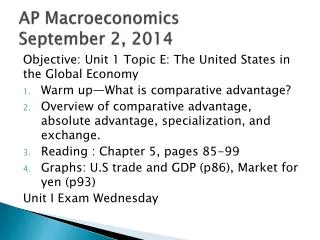 AP Macroeconomics September 2, 2014
