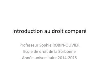 introduction au droit compar