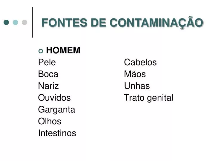 fontes de contamina o