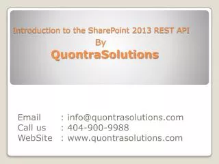 Introduction to the SharePoint 2013 REST API by Quontra