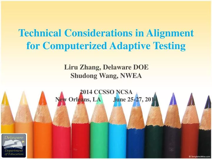 technical considerations in alignment for computerized adaptive testing