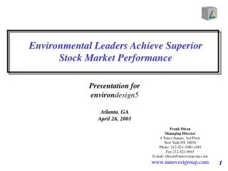 Environmental Leaders Achieve Superior Stock Market Performance