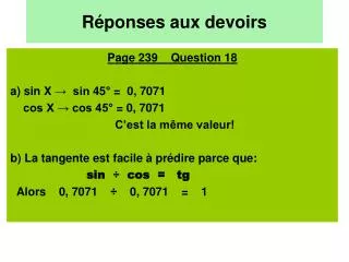 r ponses aux devoirs