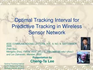 Optimal Tracking Interval for Predictive Tracking in Wireless Sensor Network