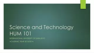 Science and Technology HUM 101
