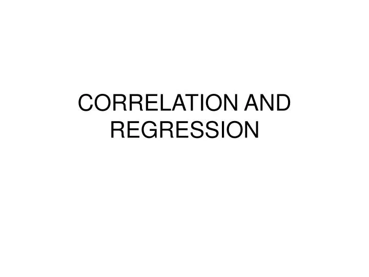 correlation and regression