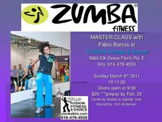 MASTER CLASS with Fabio Barros at FUSION Fitness &amp; Dance 9660 Elk Grove Florin Rd, E