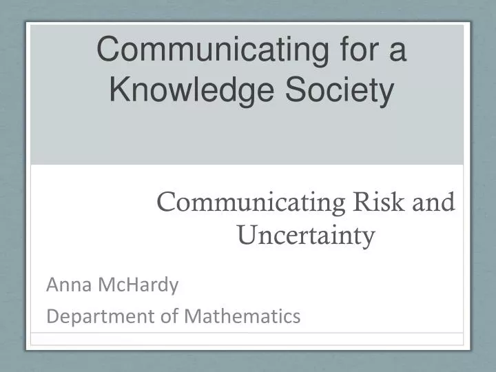 communicating for a knowledge society