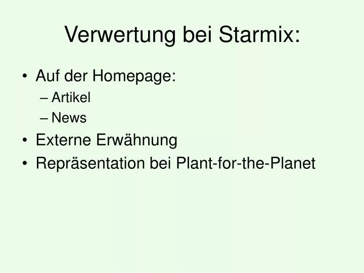 verwertung bei starmix