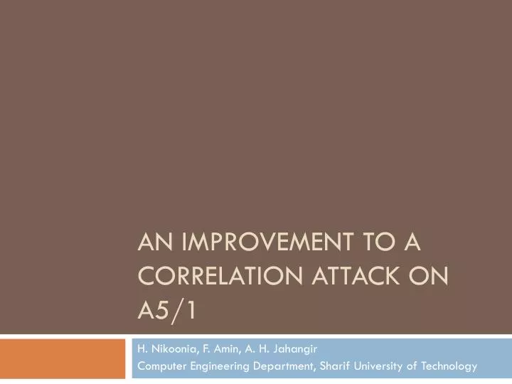 an improvement to a correlation attack on a5 1
