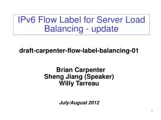 IPv6 Flow Label for Server Load Balancing - update