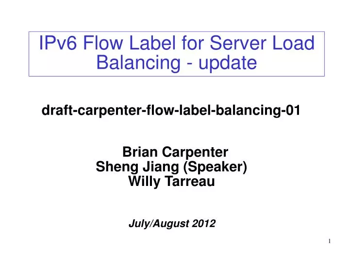 ipv6 flow label for server load balancing update