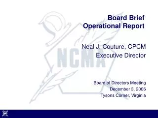 Board Brief Operational Report