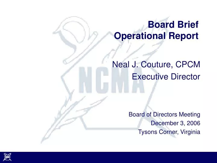 board brief operational report