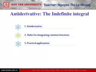 Antiderivative: The Indefinite integral