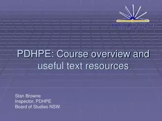 PDHPE: Course overview and useful text resources
