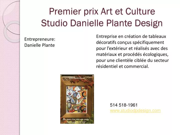 premier prix art et culture studio danielle plante design