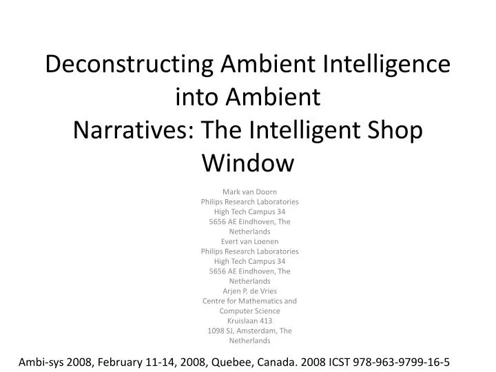 deconstructing ambient intelligence into ambient narratives the intelligent shop window